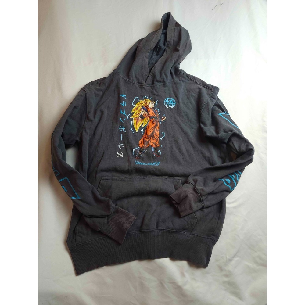 Dragon Ball Z Pullover Hoodie Mens M Black Goku Graphic Anime Manga Sweatshirt